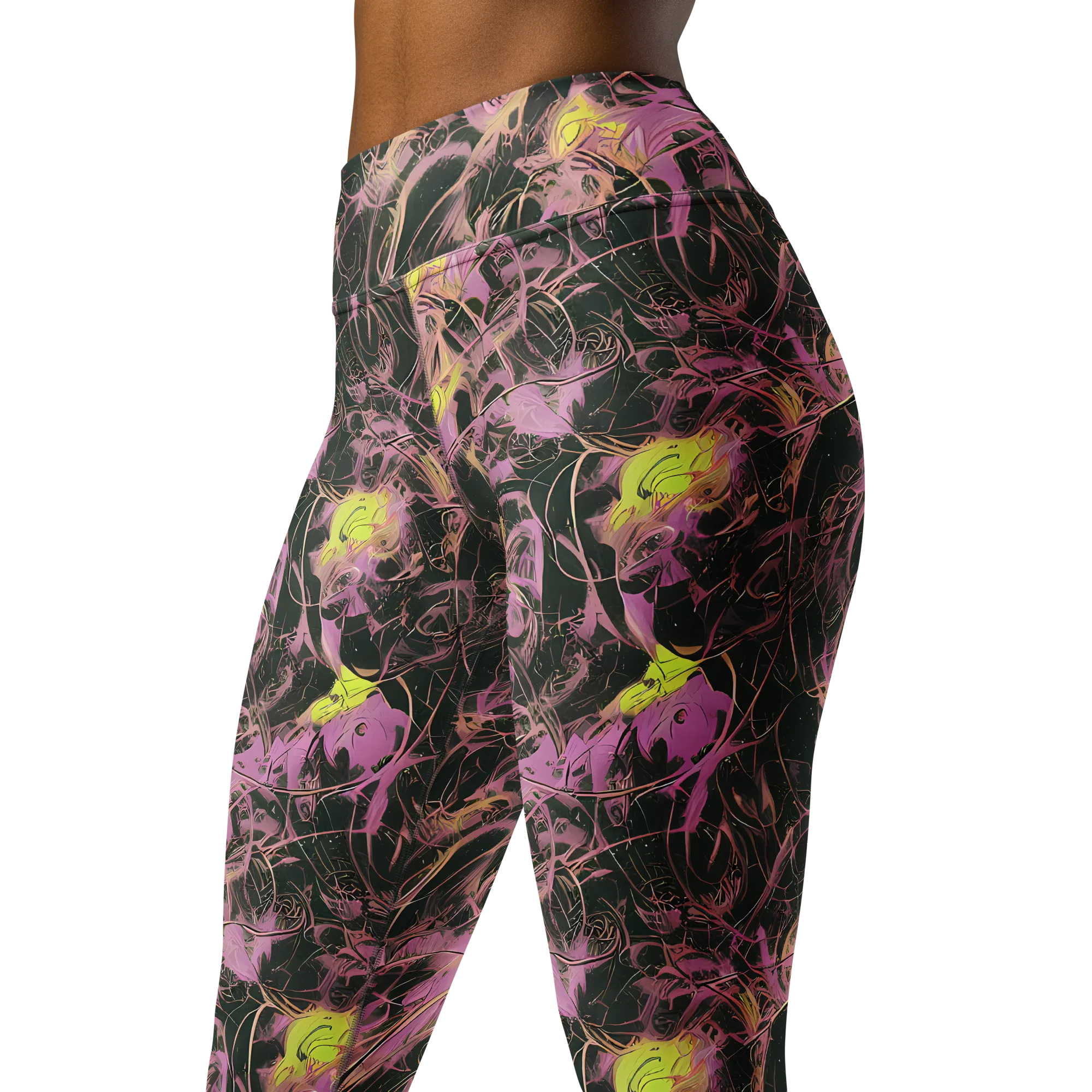 Orchid After Dark on Yoga Leggings — Left Front