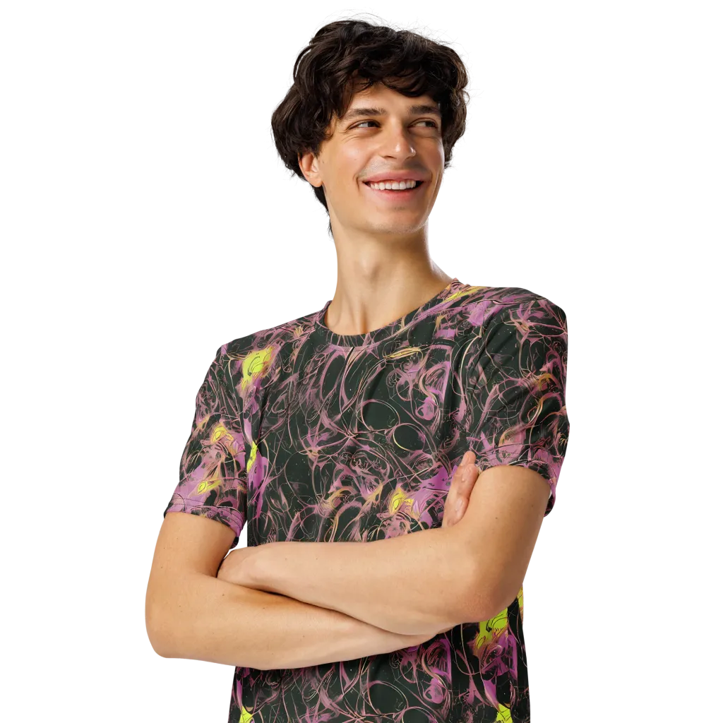 Orchid After Dark on Men's Crew Neck T-Shirt — Left Front