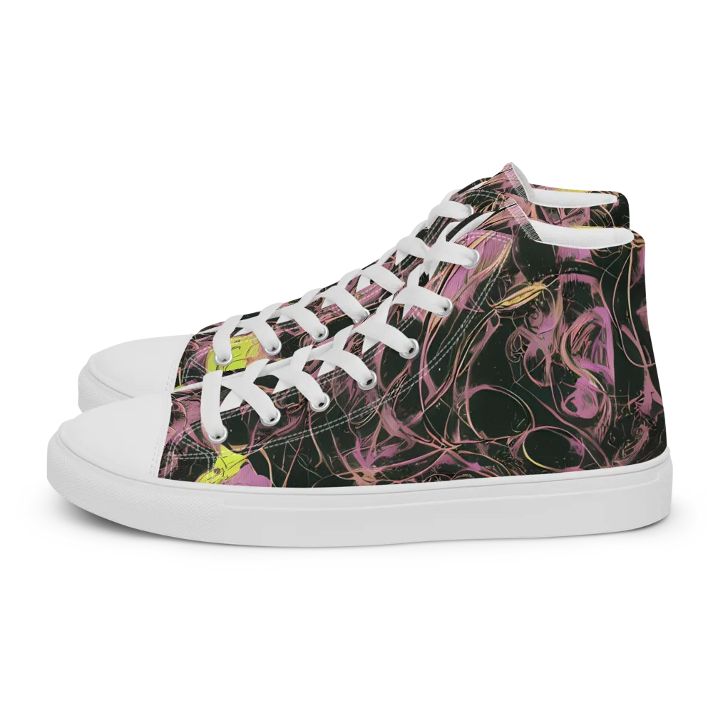 Orchid After Dark on Men's High Top Canvas Shoes — Left