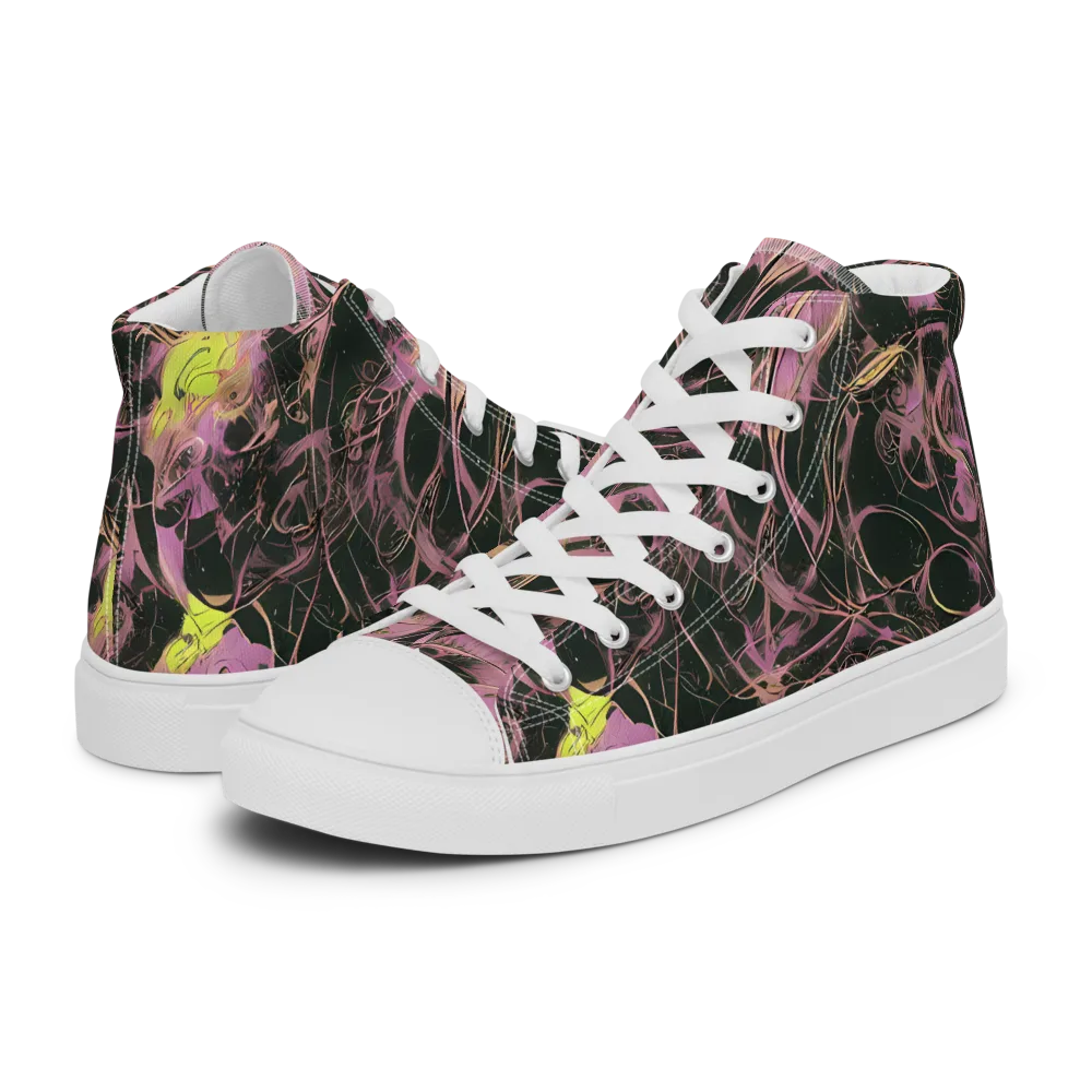 Orchid After Dark on Men's High Top Canvas Shoes — Left