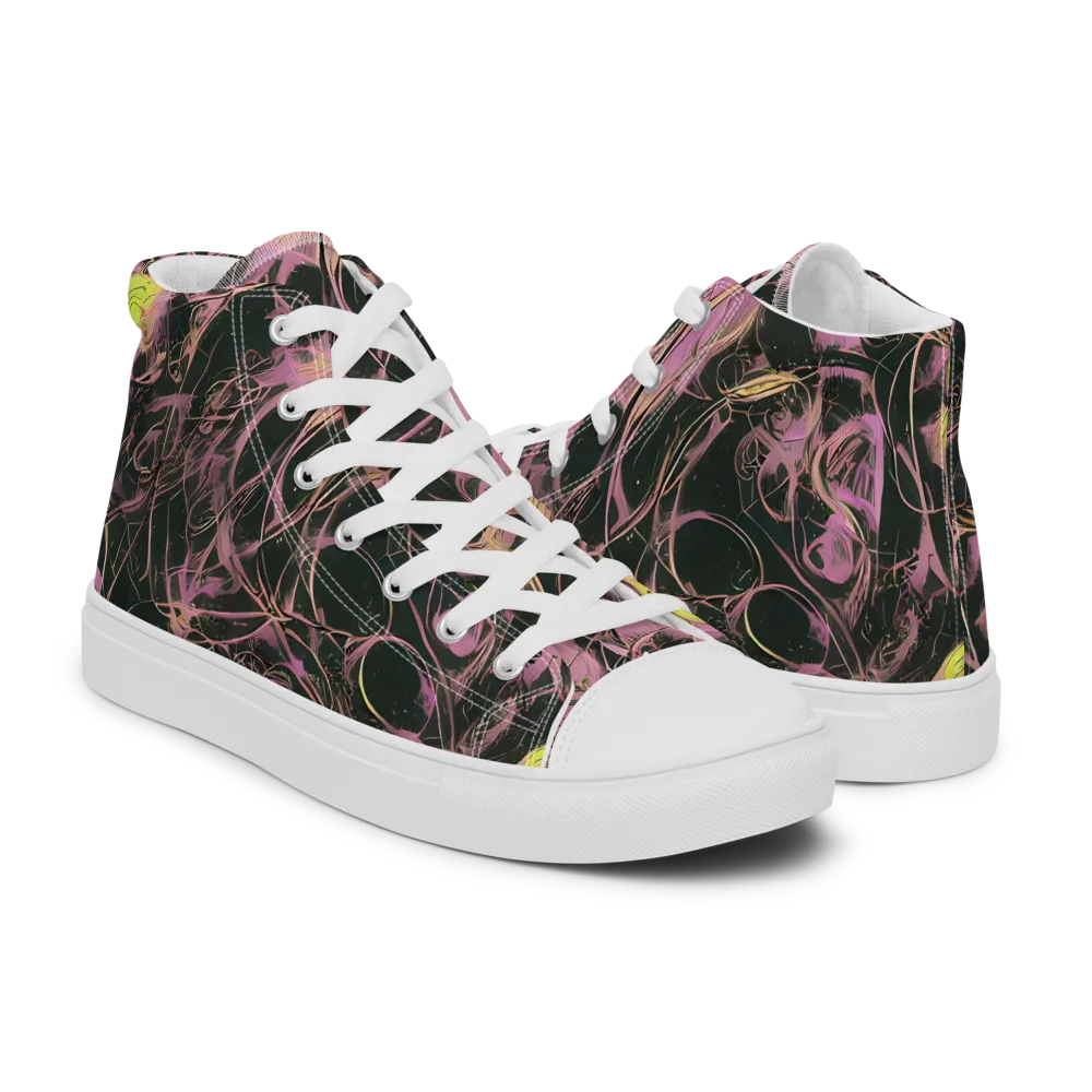 Orchid After Dark on Men's High Top Canvas Shoes — Right