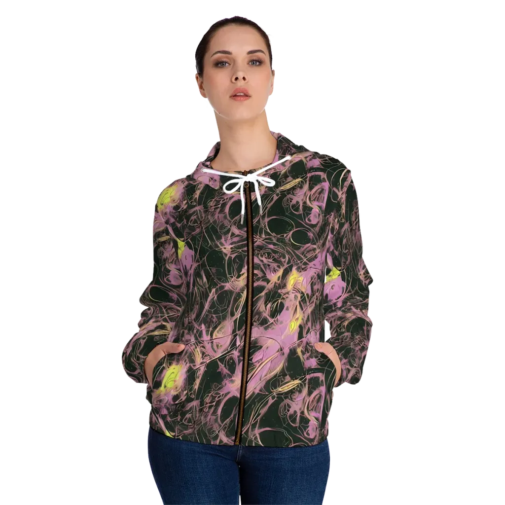 Orchid After Dark on Women's Full-Zip Hoodie — Front On Person