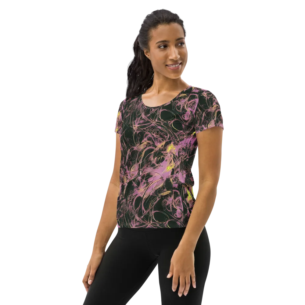 Orchid After Dark on Women's Athletic T-Shirt — Left