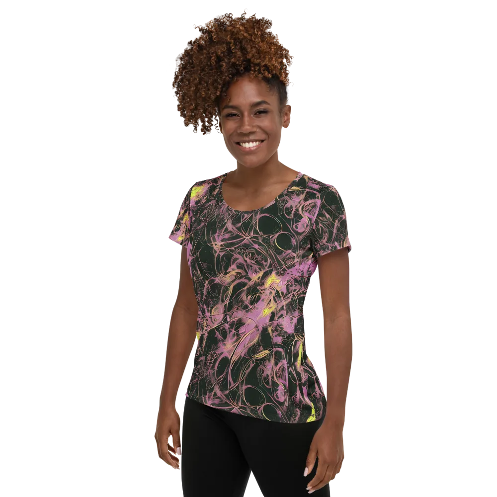 Orchid After Dark on Women's Athletic T-Shirt — Left