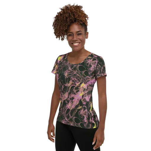 Orchid After Dark on a Women's Athletic T-Shirt