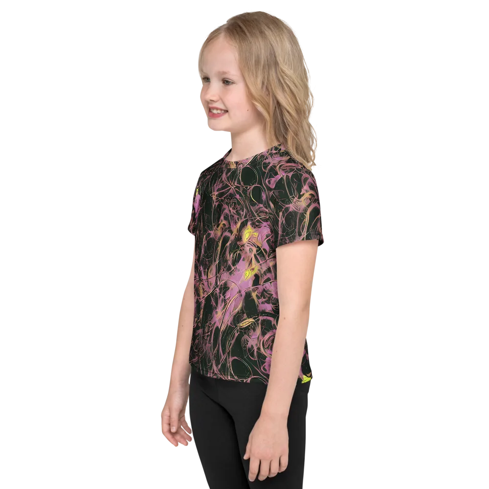 Orchid After Dark on Kids Crew Neck T-Shirt — Left