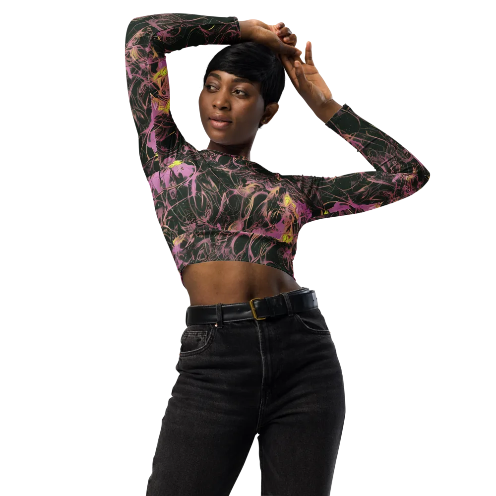 Orchid After Dark on Long Sleeve Crop Top — Front