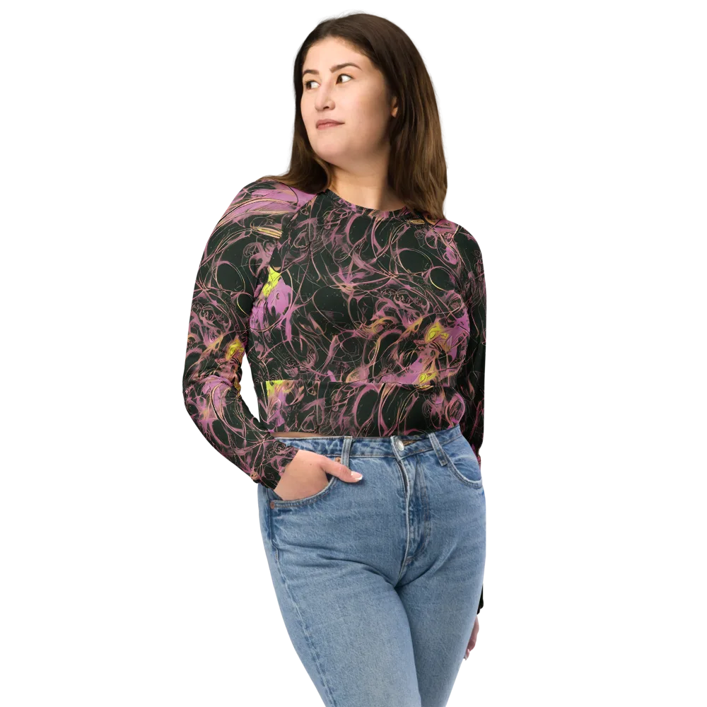 Orchid After Dark on Long Sleeve Crop Top — Front