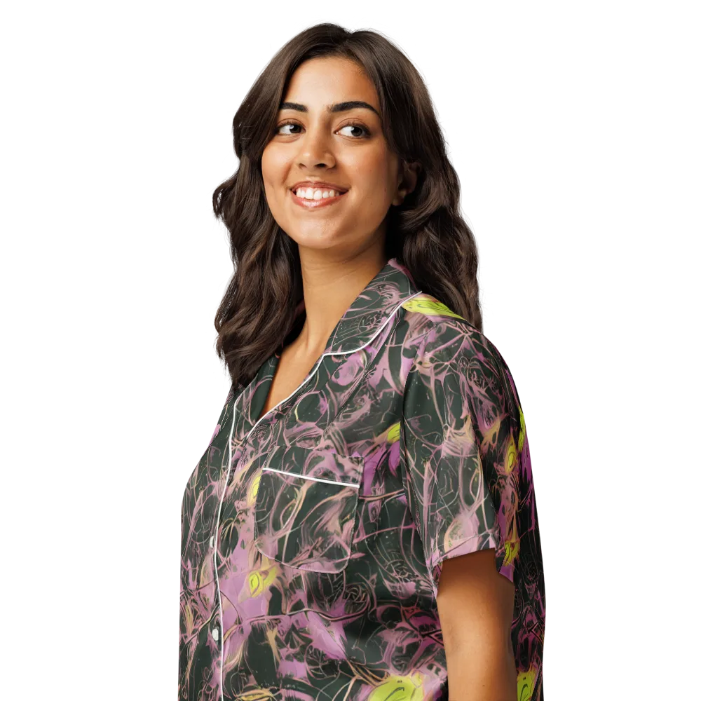 Orchid After Dark on Women's Short Sleeve Pajama Top — Left Front