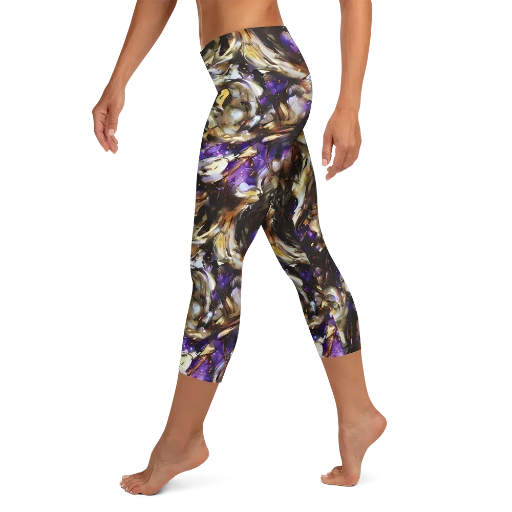 Violet Tempest on Capri Leggings — Left