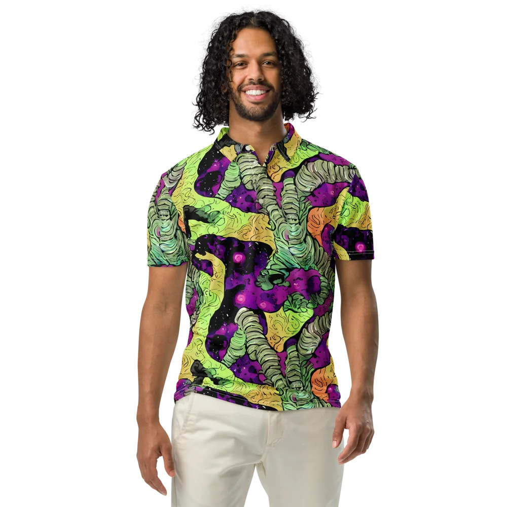 Midnight Tropica on Men's Slim Fit Polo Shirt — Front