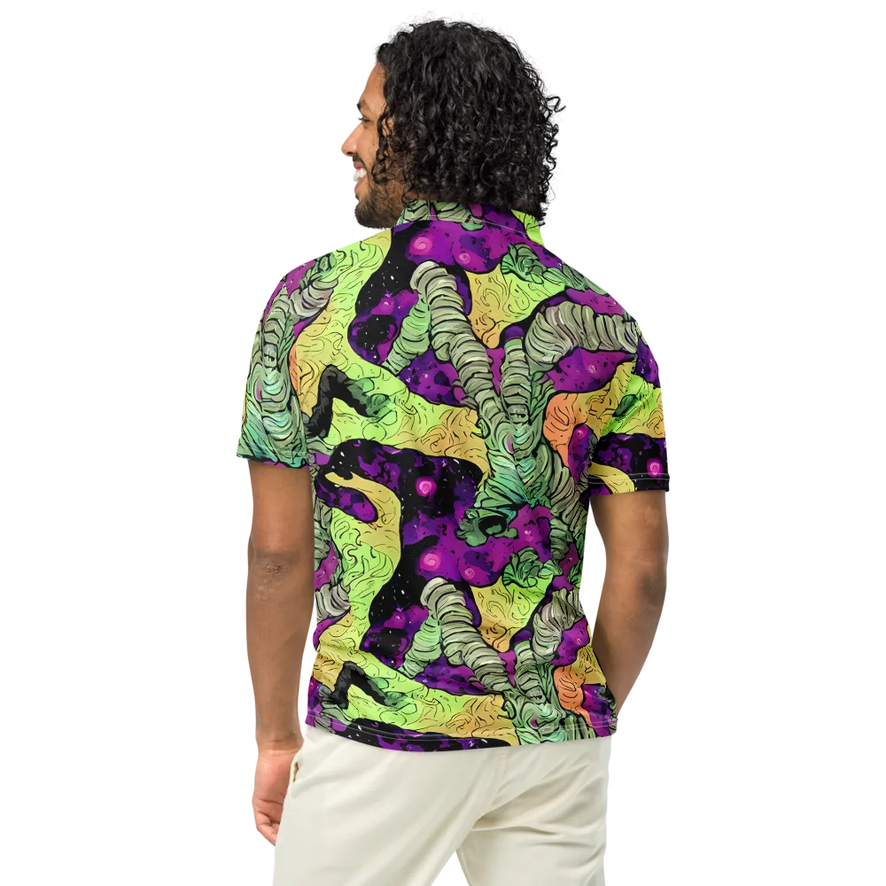 Midnight Tropica on Men's Slim Fit Polo Shirt — Back
