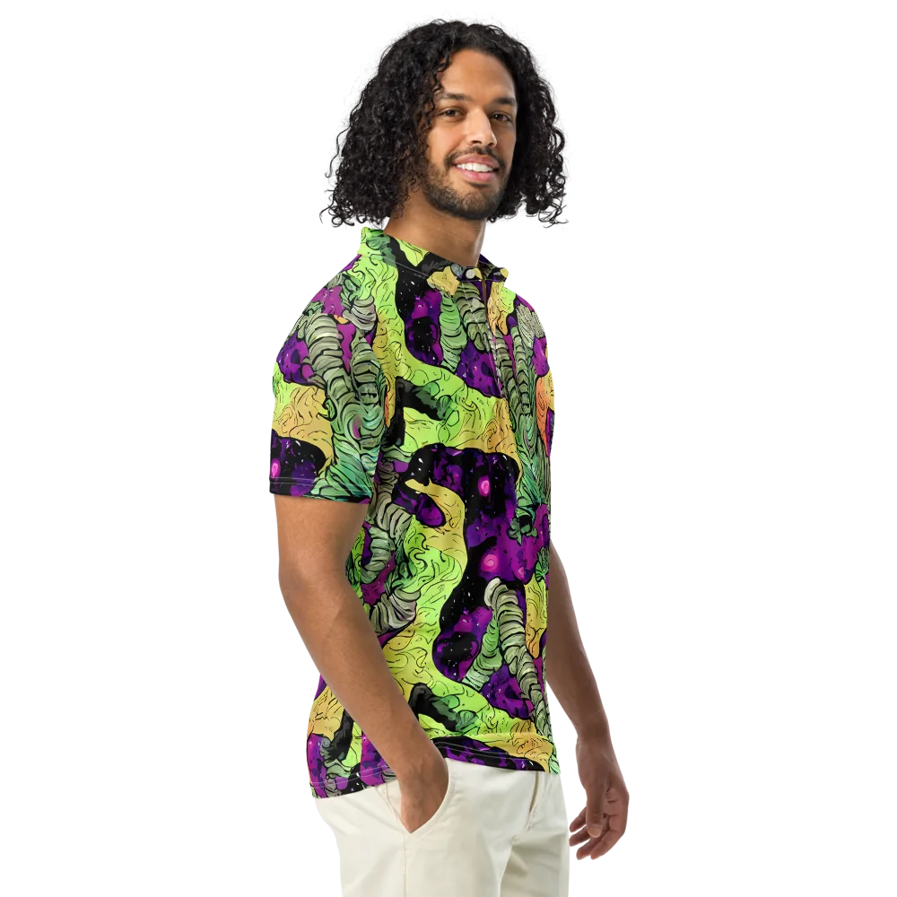 Midnight Tropica on Men's Slim Fit Polo Shirt — Right Front