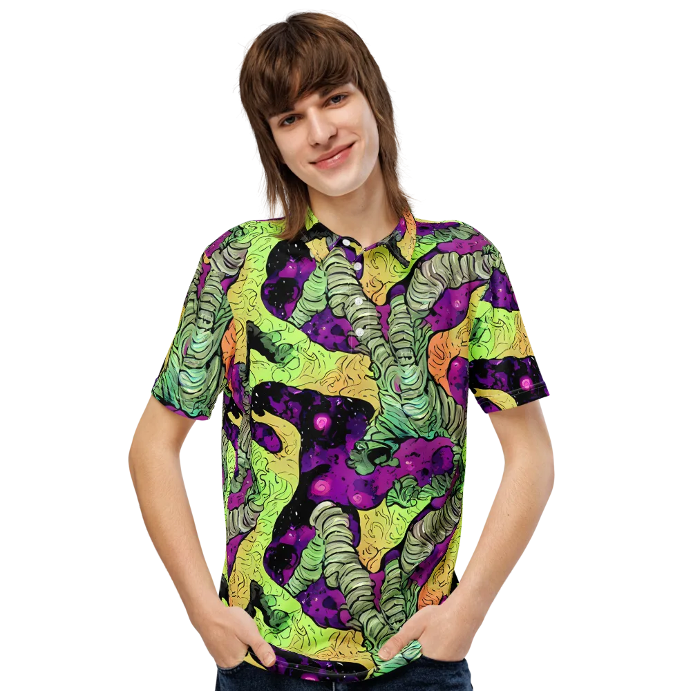 Midnight Tropica on Men's Slim Fit Polo Shirt — Front