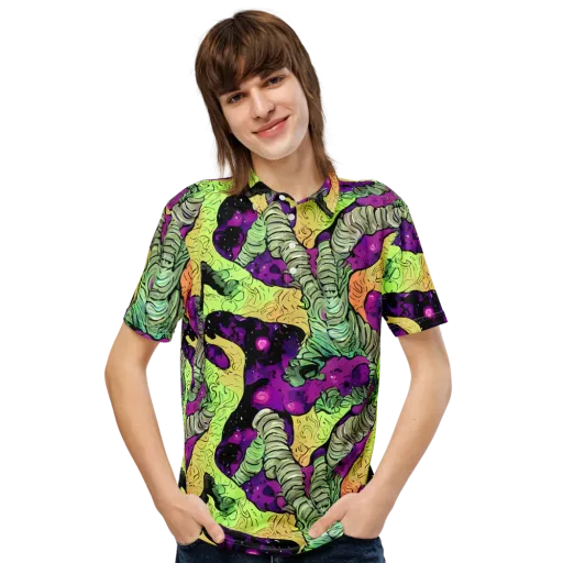 Midnight Tropica on a Men's Slim Fit Polo Shirt