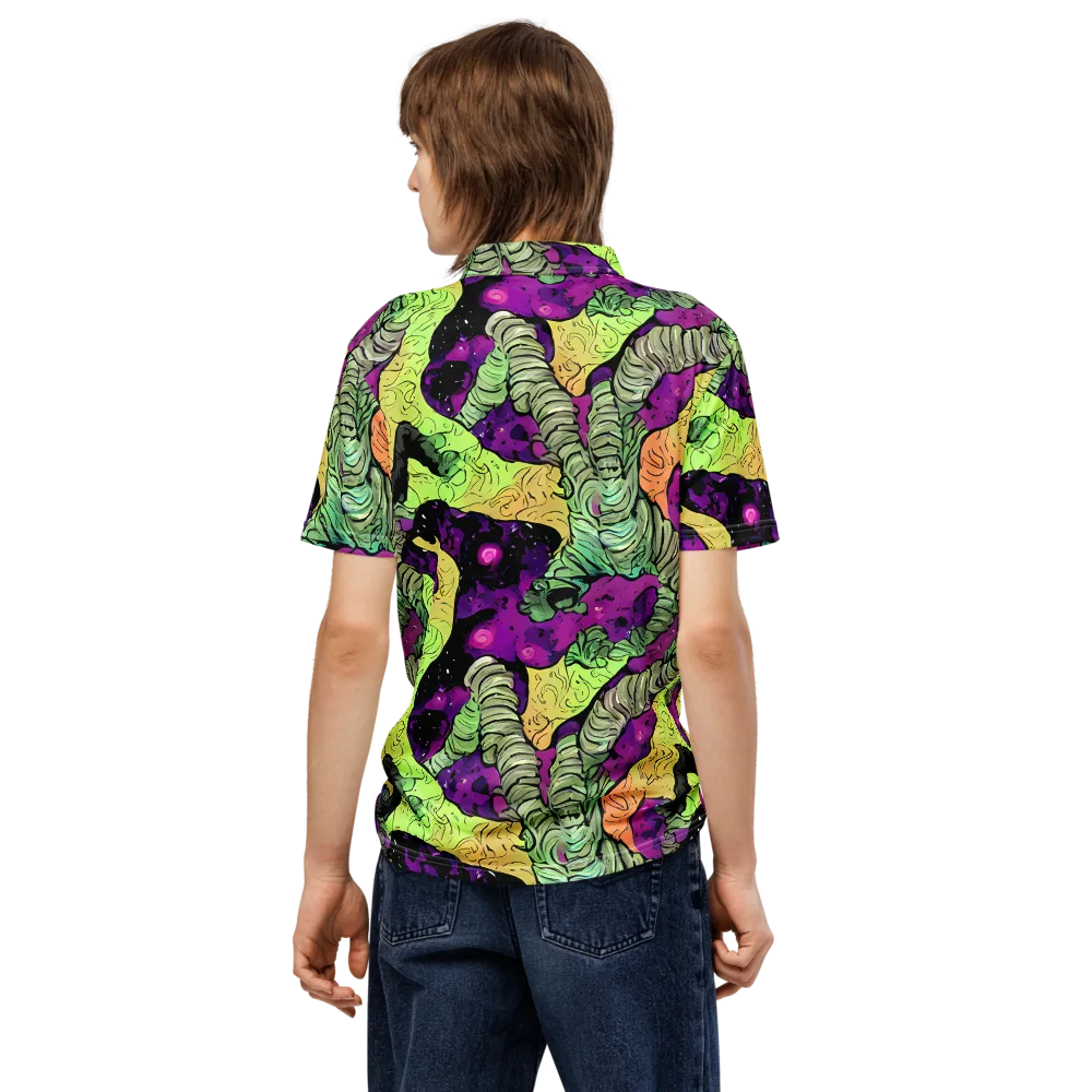 Midnight Tropica on Men's Slim Fit Polo Shirt — Back
