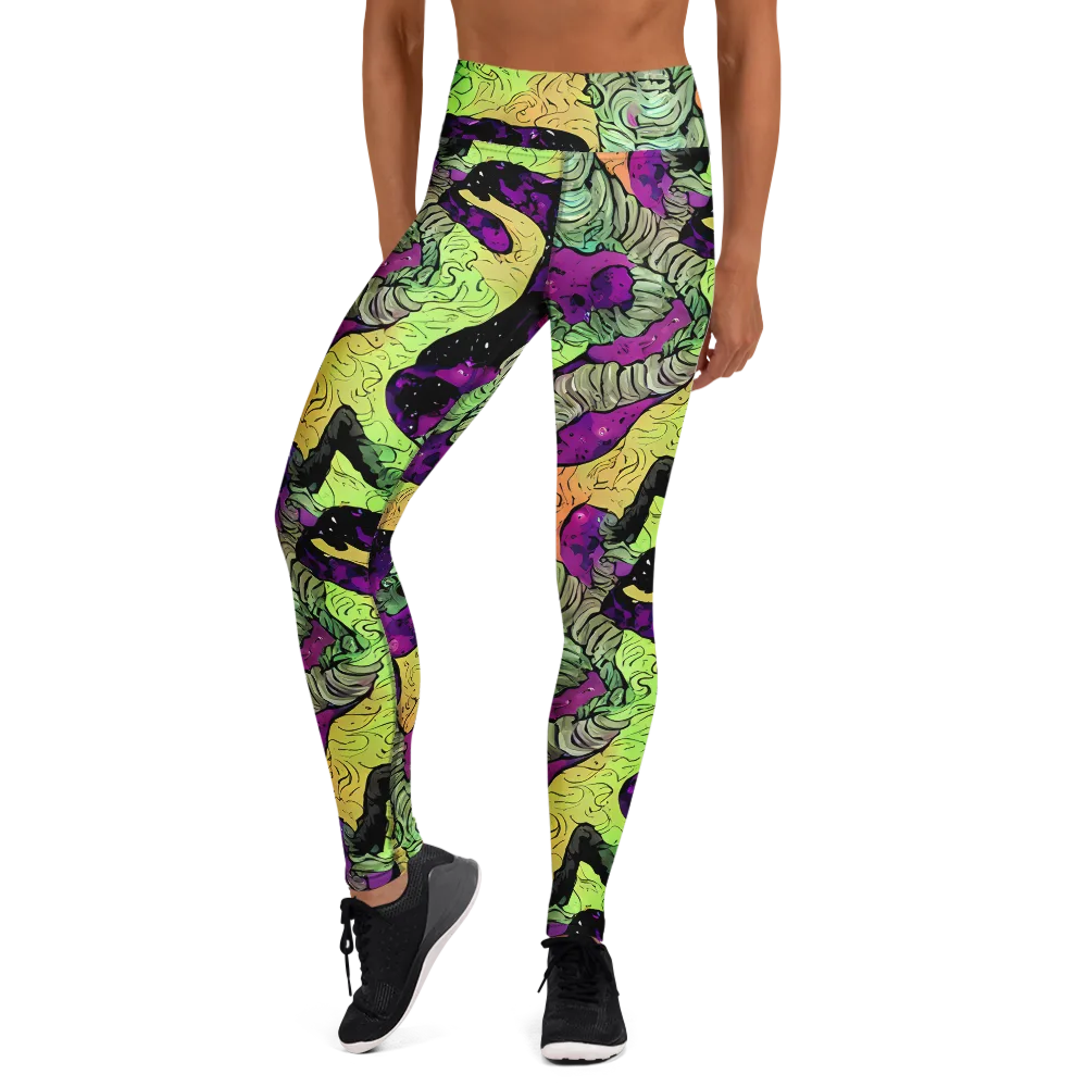 Midnight Tropica on Yoga Leggings — Front
