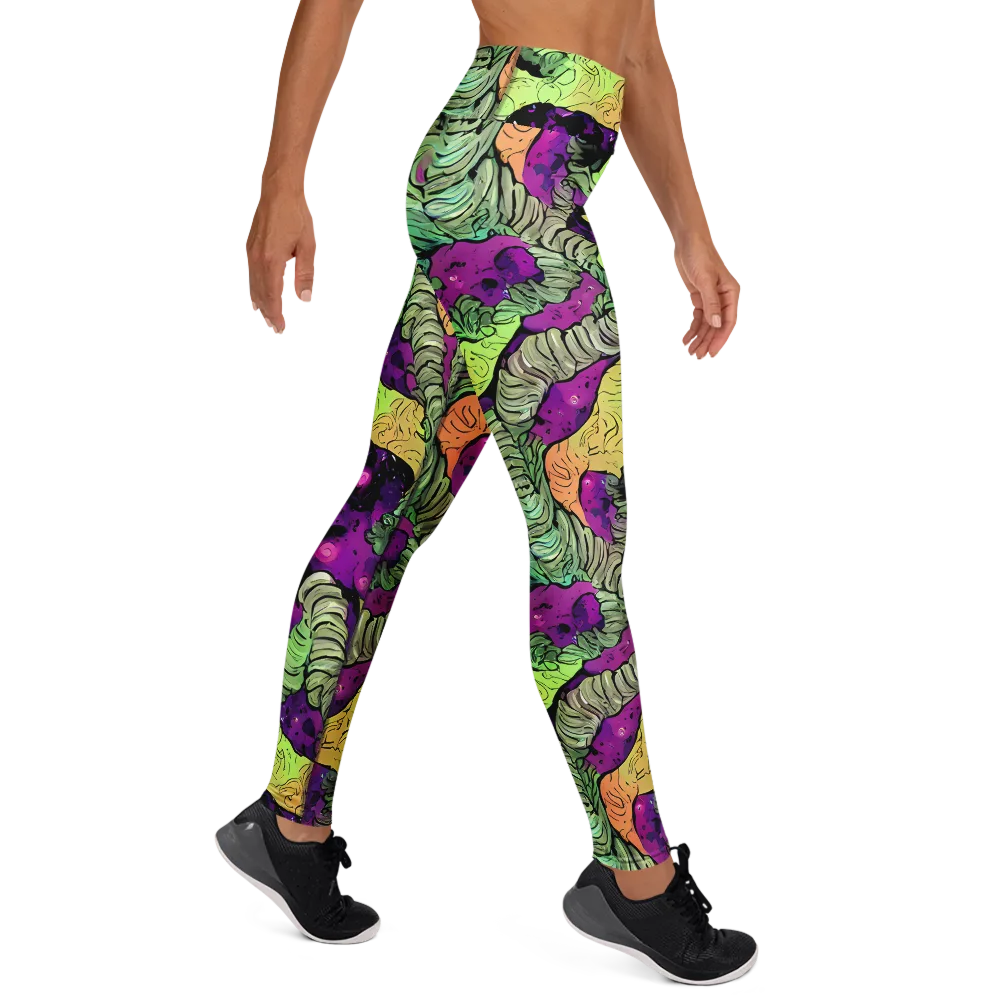 Midnight Tropica on Yoga Leggings — Right
