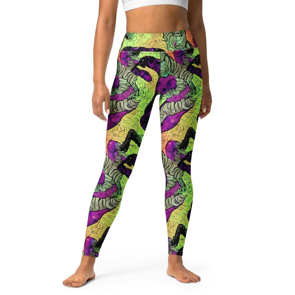 Midnight Tropica on Yoga Leggings — Front