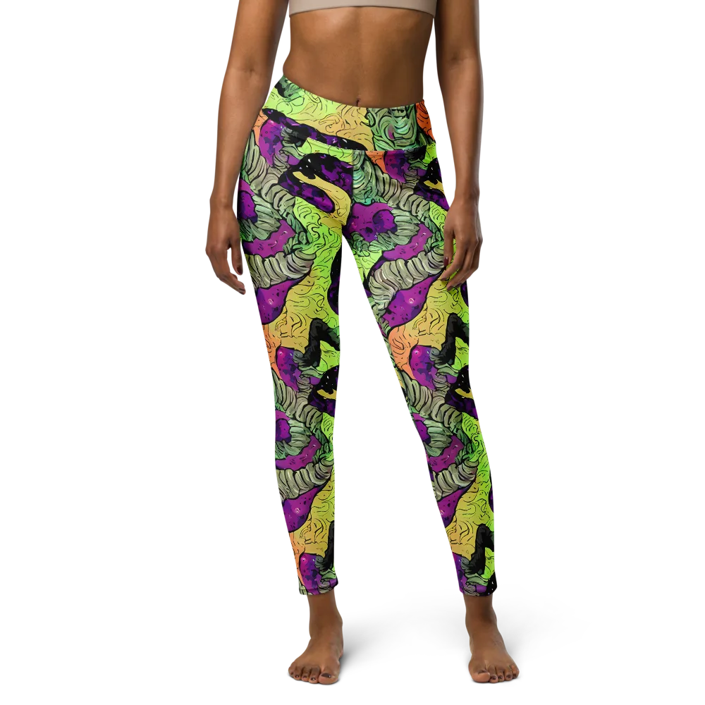 Midnight Tropica on Yoga Leggings — Front