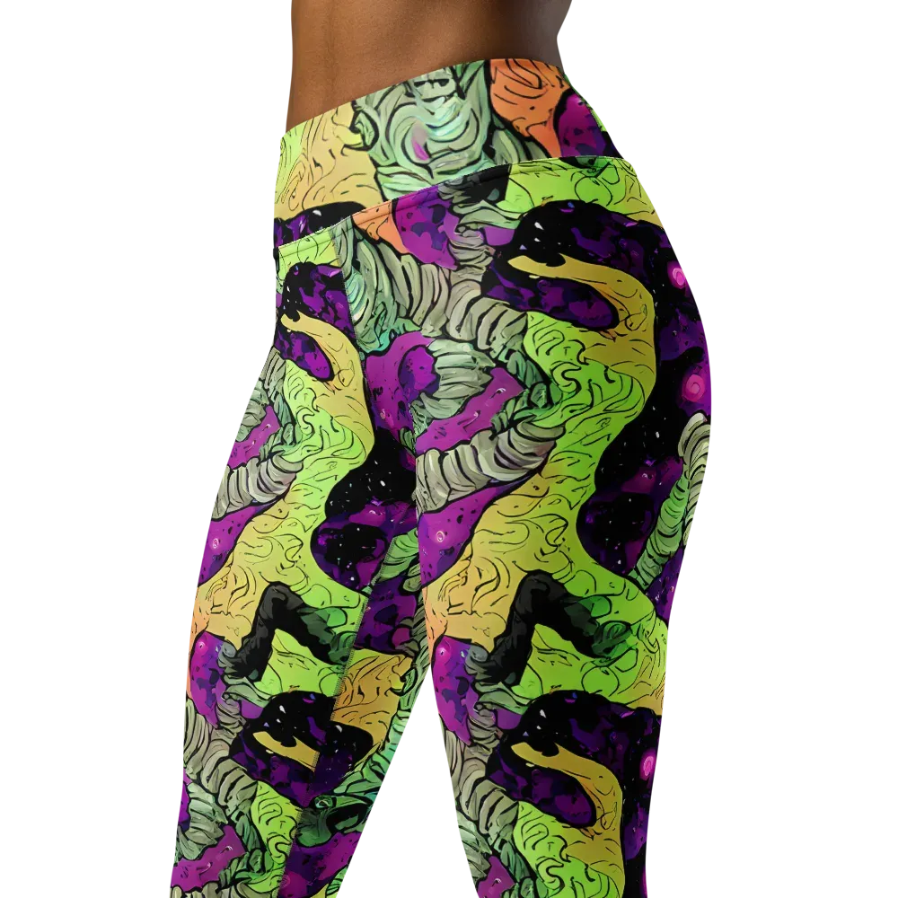 Midnight Tropica on Yoga Leggings — Left Front
