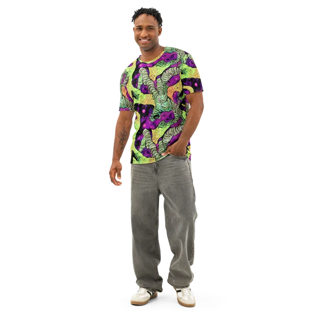 Midnight Tropica on Men's Cotton Crew Neck T-Shirt — Front