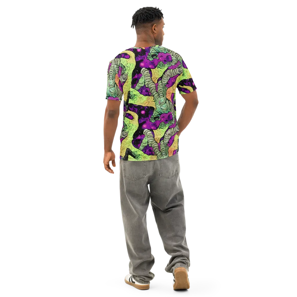 Midnight Tropica on Men's Cotton Crew Neck T-Shirt — Back