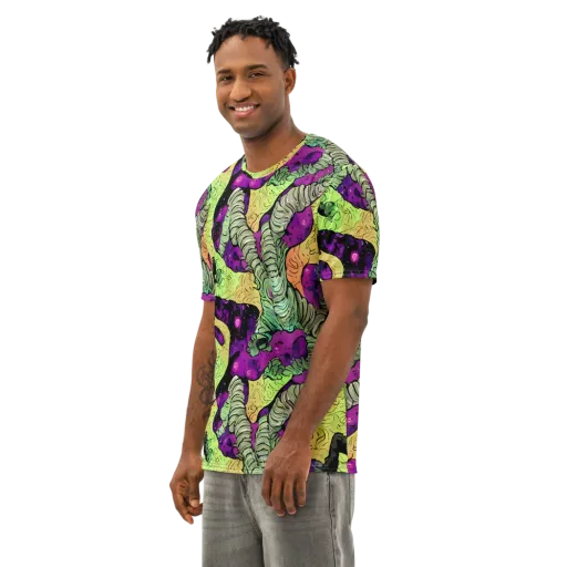 Midnight Tropica on a Men's Cotton Crew Neck T-Shirt