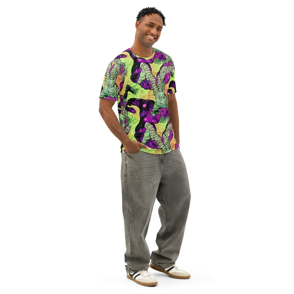 Midnight Tropica on Men's Cotton Crew Neck T-Shirt — Right Front