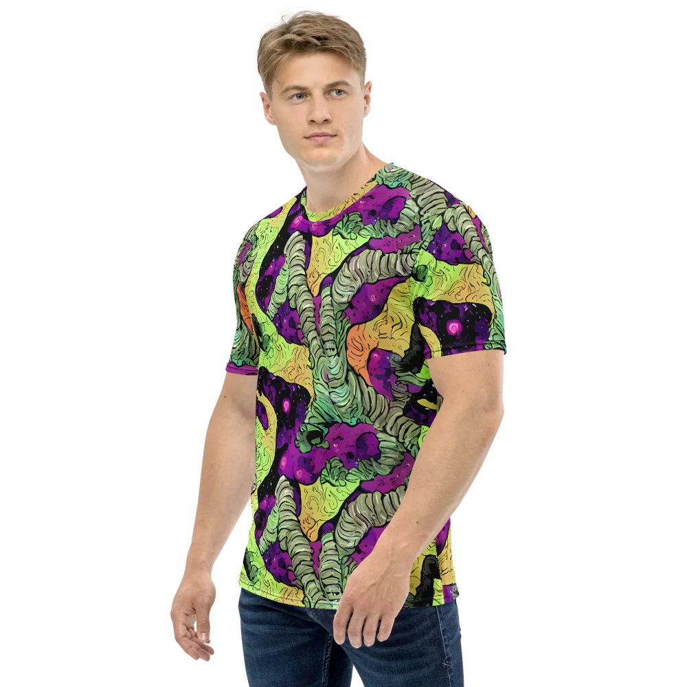 Midnight Tropica on Men's Crew Neck T-Shirt — Left