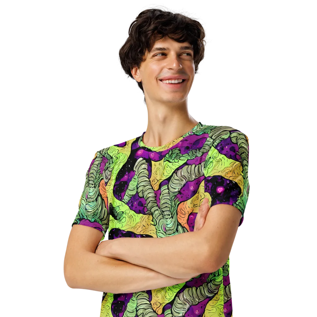 Midnight Tropica on Men's Crew Neck T-Shirt — Left Front