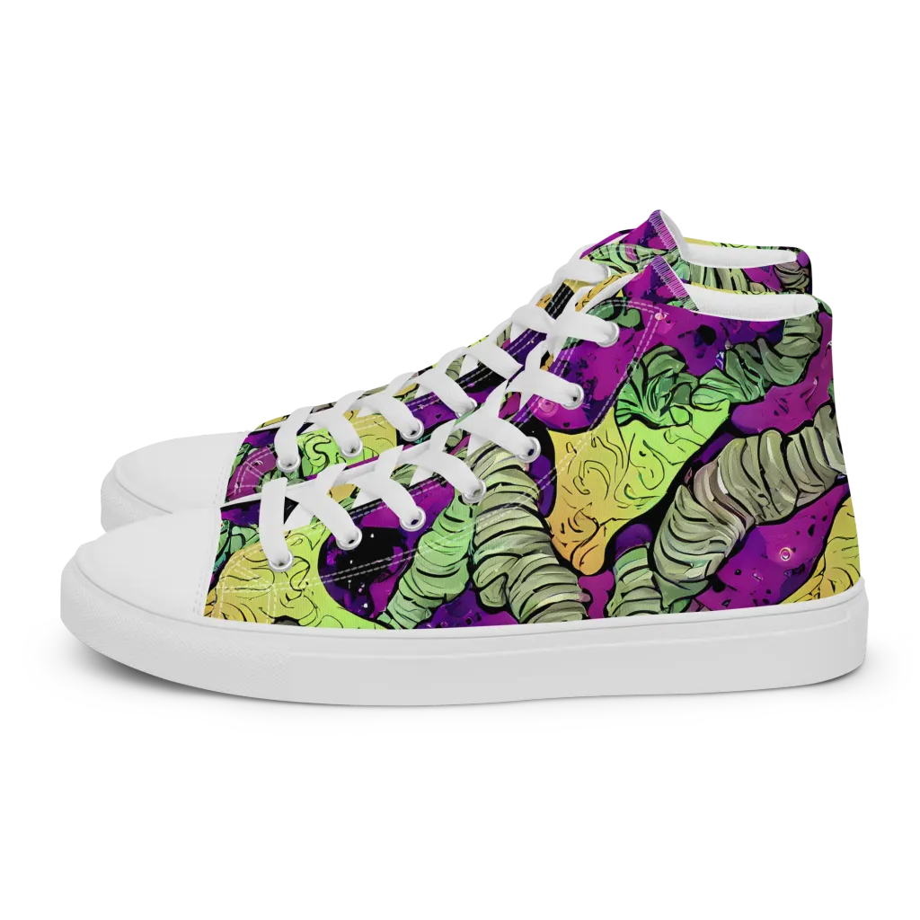 Midnight Tropica on Men's High Top Canvas Shoes — Left