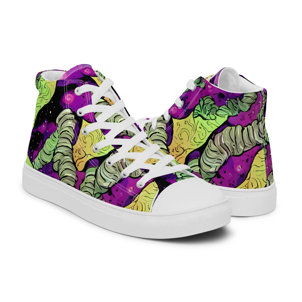 Midnight Tropica on Men's High Top Canvas Shoes — Right