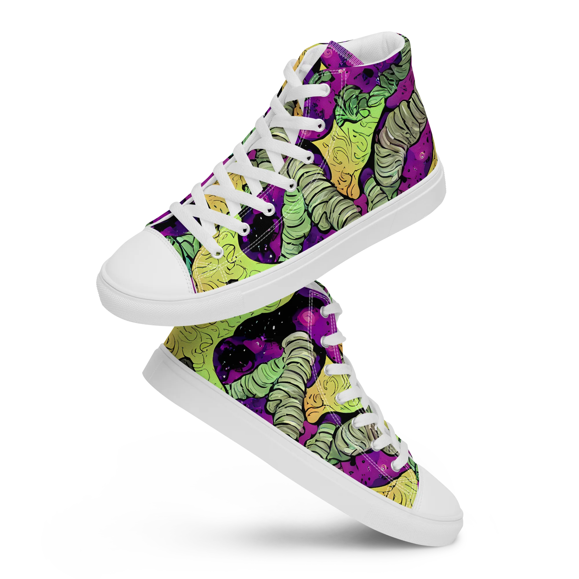 Midnight Tropica on Men's High Top Canvas Shoes — Front