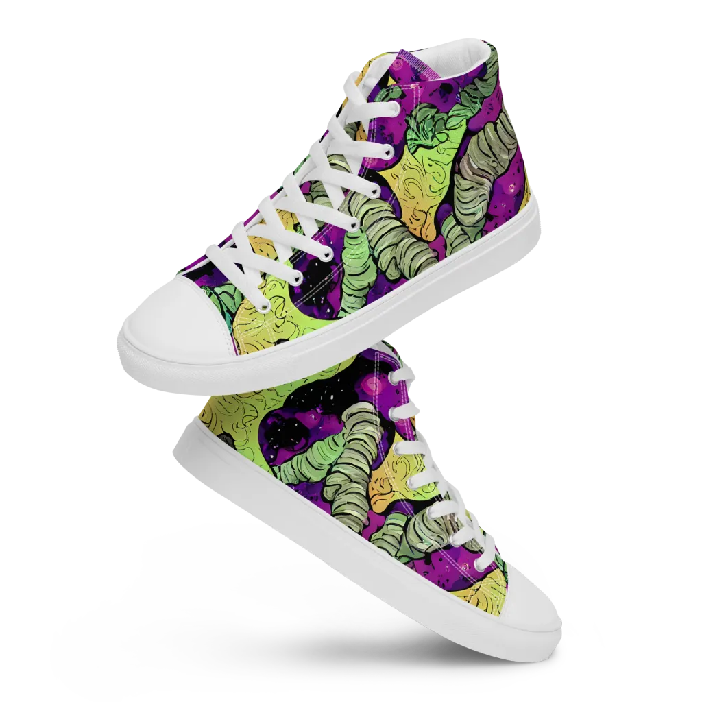 Midnight Tropica on Men's High Top Canvas Shoes — Front