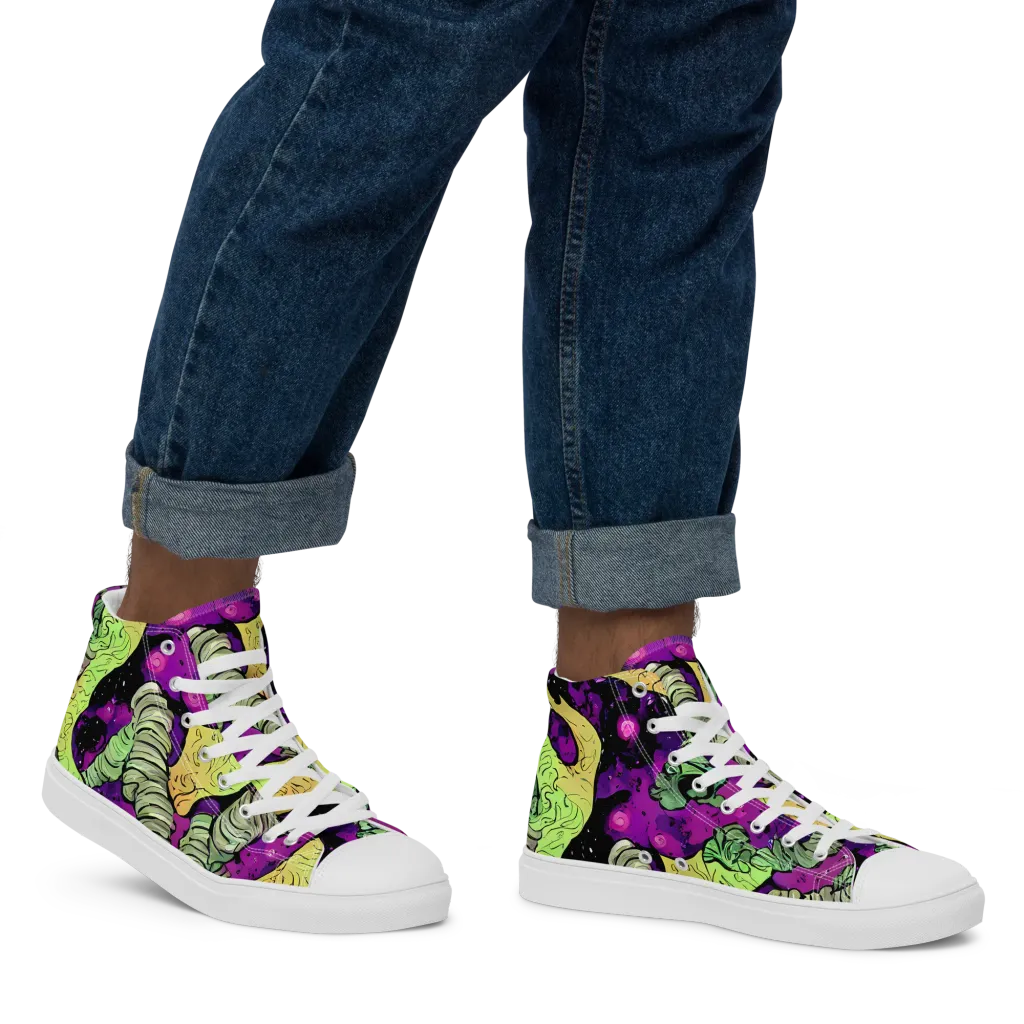 Midnight Tropica on Men's High Top Canvas Shoes — Right