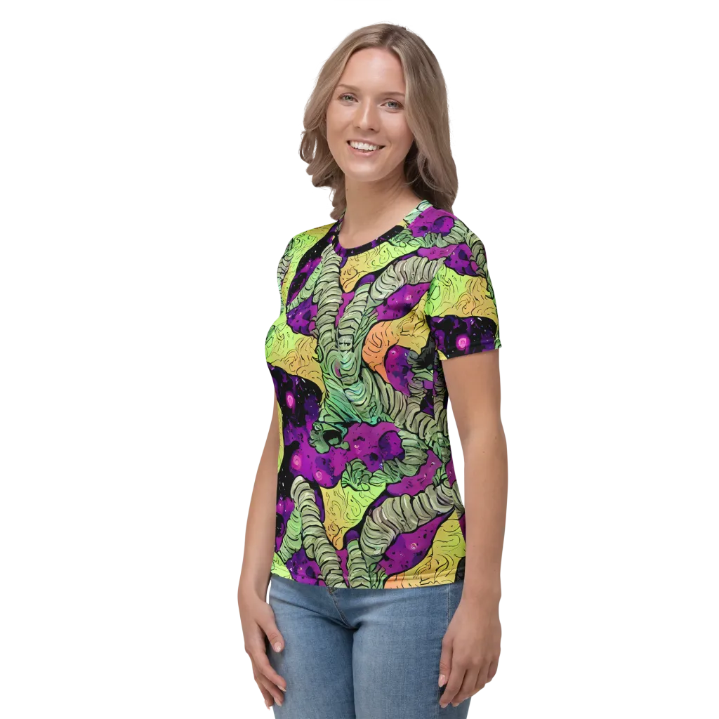 Midnight Tropica on Women's Crew Neck T-Shirt — Left