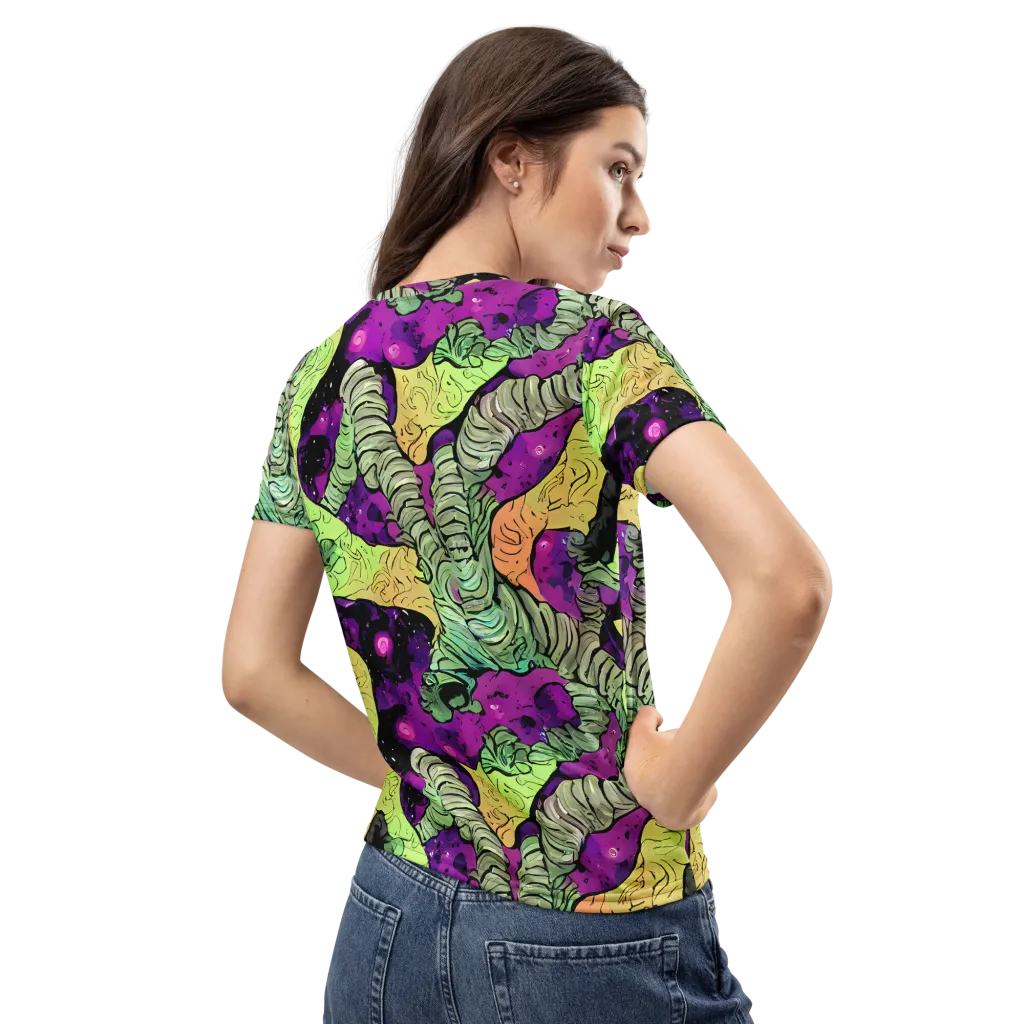 Midnight Tropica on Women's Crew Neck T-Shirt — Back