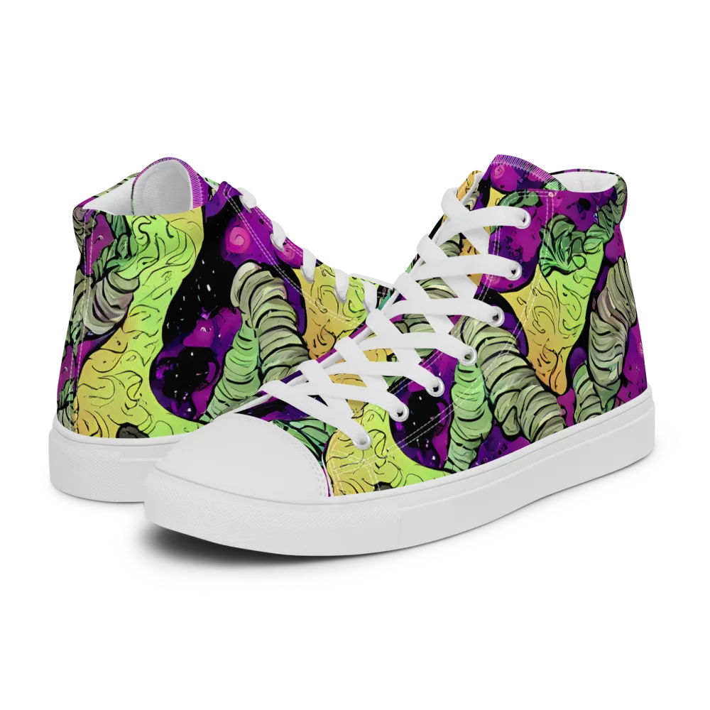 Midnight Tropica on Women's High Top Canvas Shoes — Left