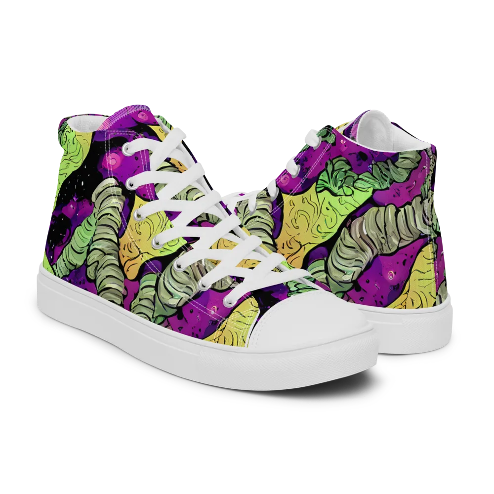 Midnight Tropica on Women's High Top Canvas Shoes — Right