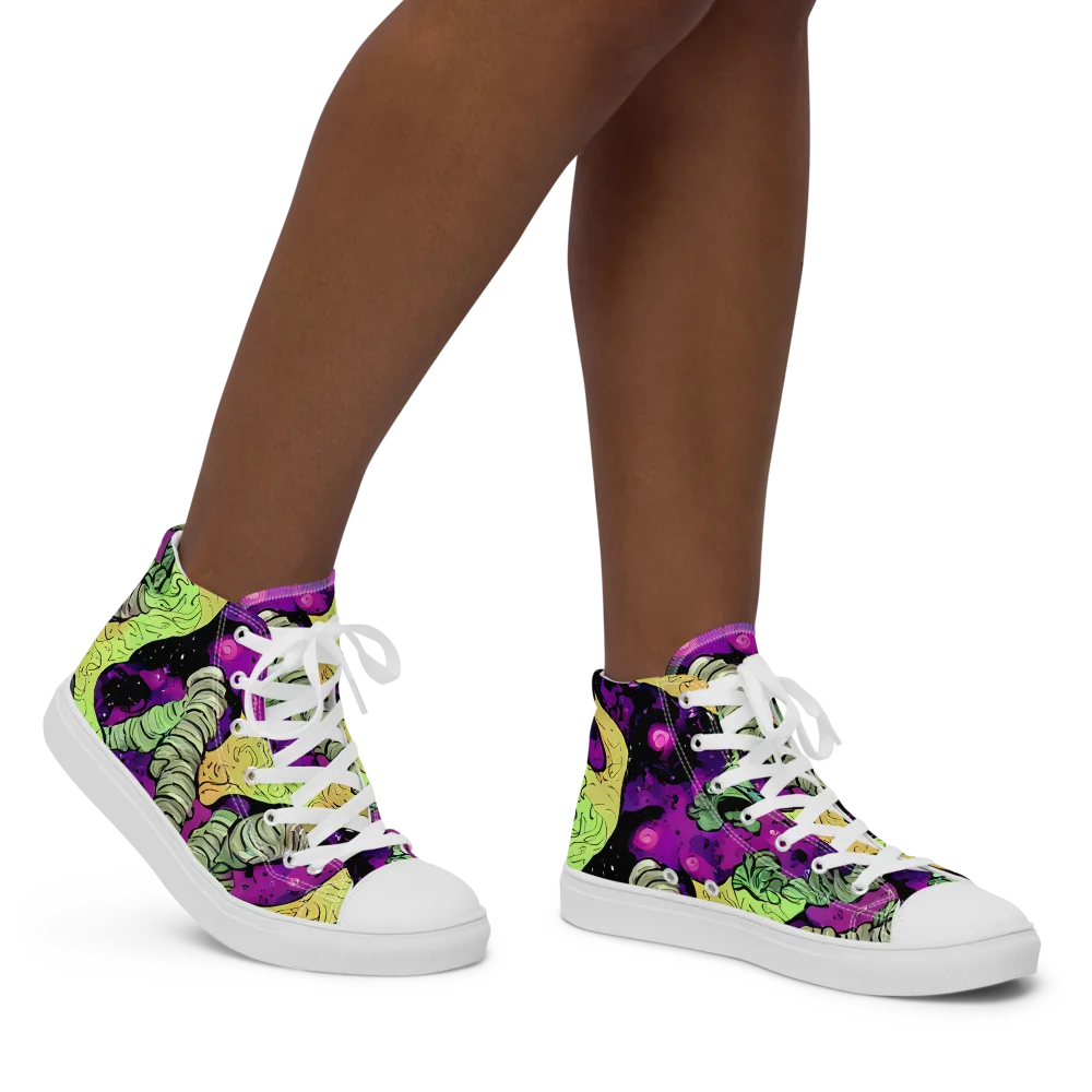 Midnight Tropica on Women's High Top Canvas Shoes — Right