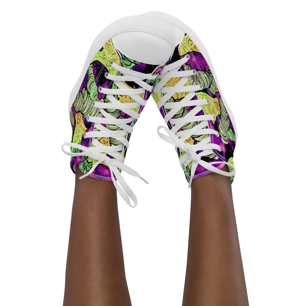 Midnight Tropica on Women's High Top Canvas Shoes — Front