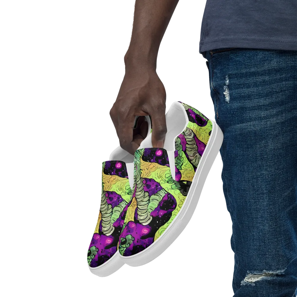 Midnight Tropica on Men's Slip-On Canvas Shoes — Left Front