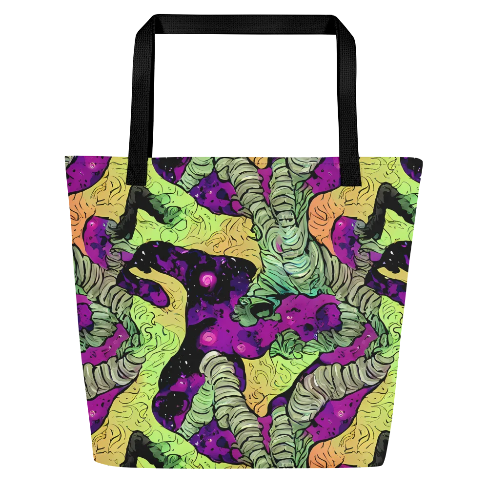 Midnight Tropica on Large Tote Bag W/ Pocket — Front