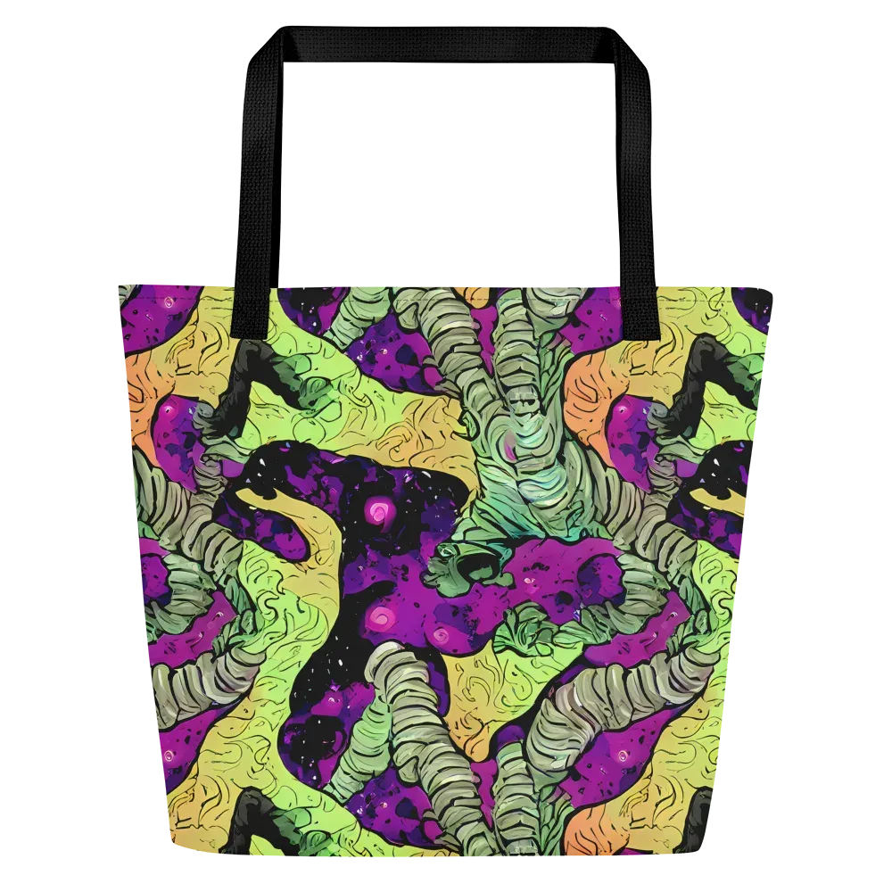 Midnight Tropica on Large Tote Bag W/ Pocket — Front