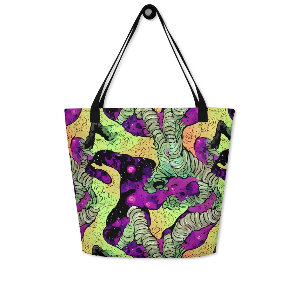 Midnight Tropica on Large Tote Bag W/ Pocket — Front