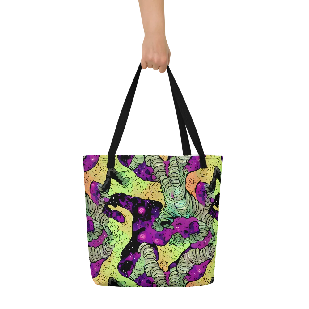 Midnight Tropica on Large Tote Bag W/ Pocket — Front