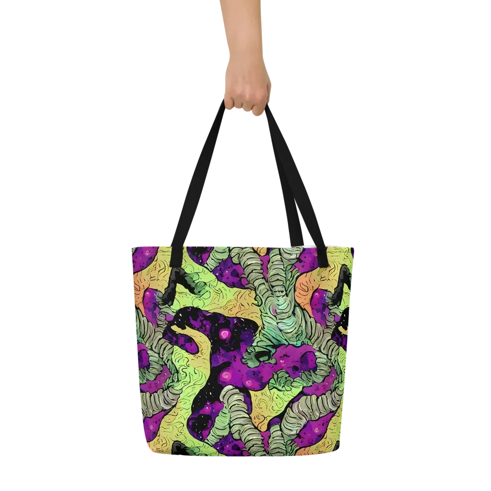 Midnight Tropica on Large Tote Bag W/ Pocket — Front