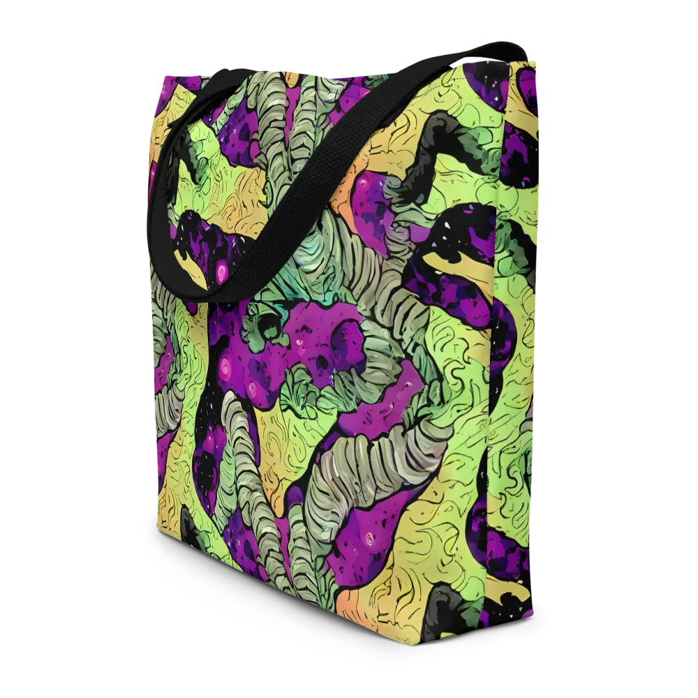 Midnight Tropica on Large Tote Bag W/ Pocket — Front