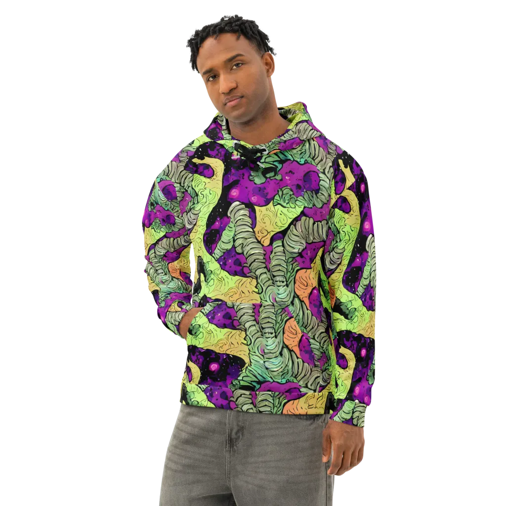 Midnight Tropica on Cotton Hoodie — Left Front